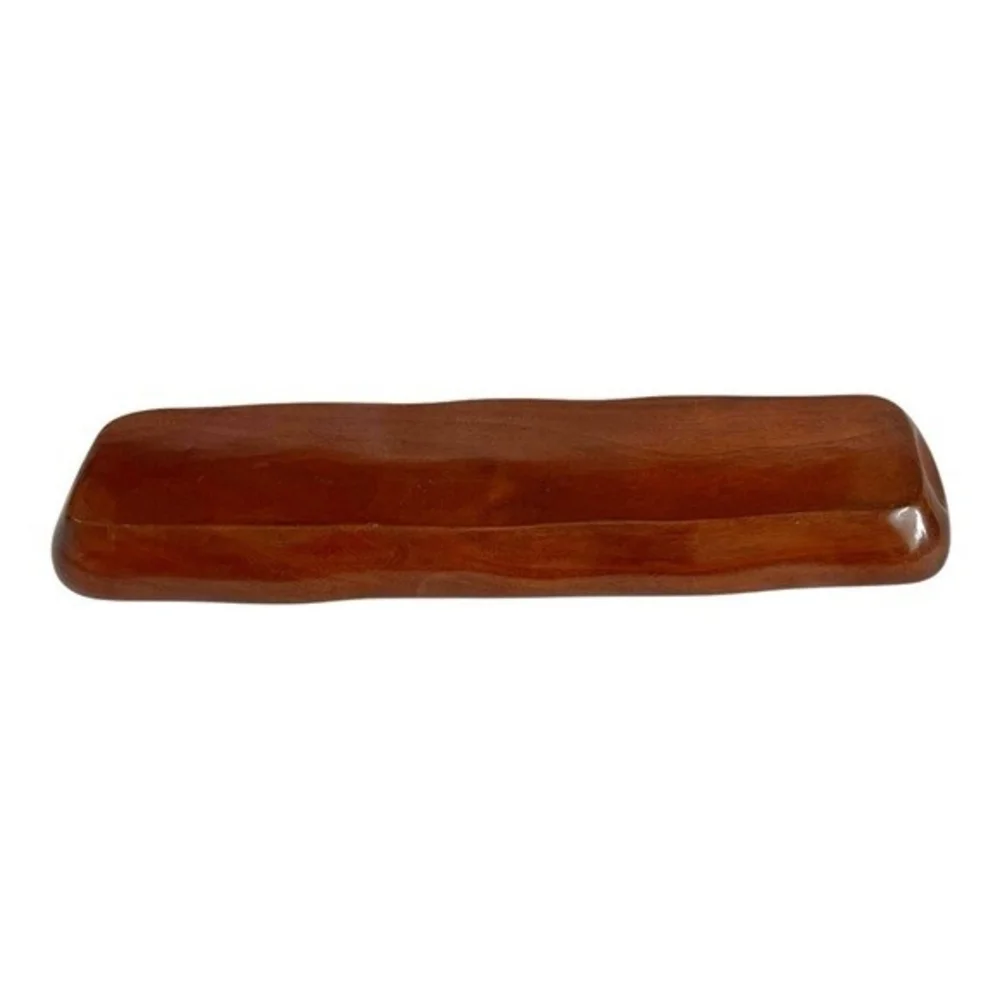 Vintage Hand Carved Mahogany Wood 4 Compartment Serving Tray 19.5